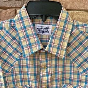 Levi Strauss Two Horse Pearl Snap Plaid Button Down Long Sleeve Shirt Large